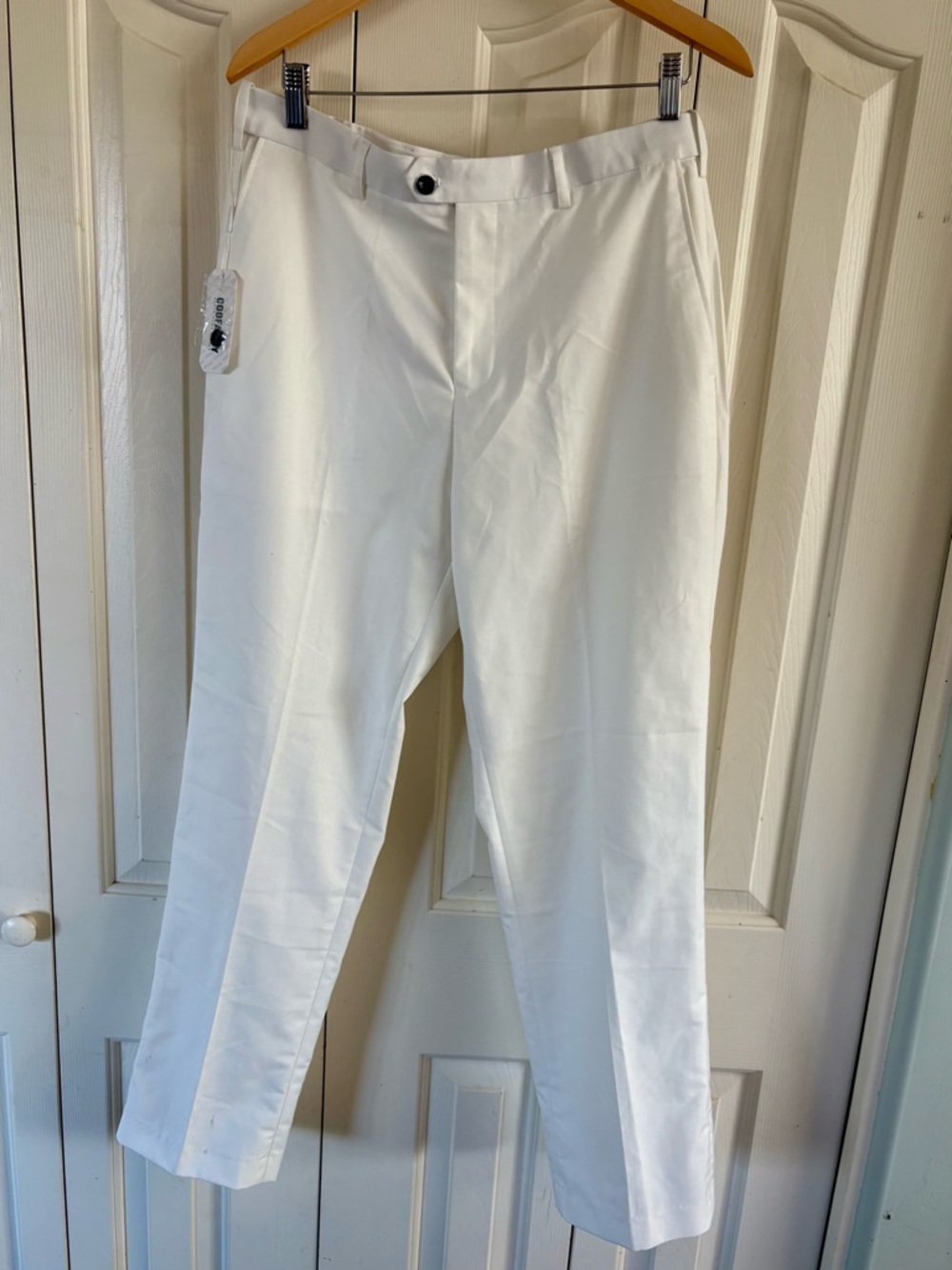 COOFANDY Men Classic Fit Dress Pants Expandable Waist Size 34Wx30L (white) NWT